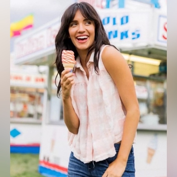 Free People Hey There Sunshine Button Down Top Size Large - Picture 2 of 10